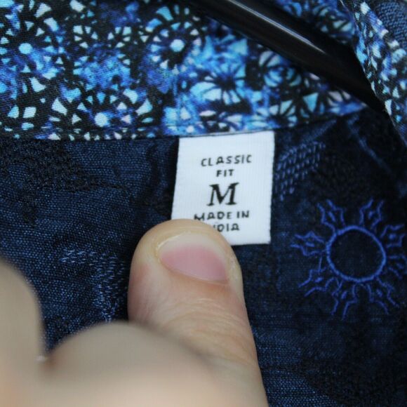 Robert Graham Shirt Mens Medium Diamante Button Up Contrast Cuffs Blue Collared - Picture 6 of 11